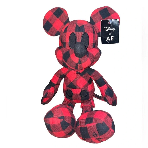 Disney Mickey Mouse X AE American Eagle Special Edition 12” Plush Doll Red Plaid - Picture 10 of 10